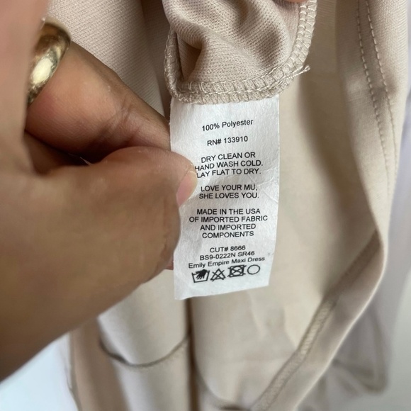 Show Me Your Mumu Emily Empire Maxi Dress Soft Beige NWT - Picture 9 of 10